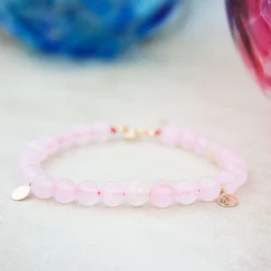 Cinta - 18Ct Gold, Rose Quartz Bead Bracelet^The Alkemistry New