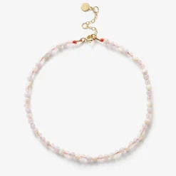 Cinta - 18Ct Gold, Rose Quartz, Blue Lace, Mother Of Pearl Bead Anklet^The Alkemistry Hot