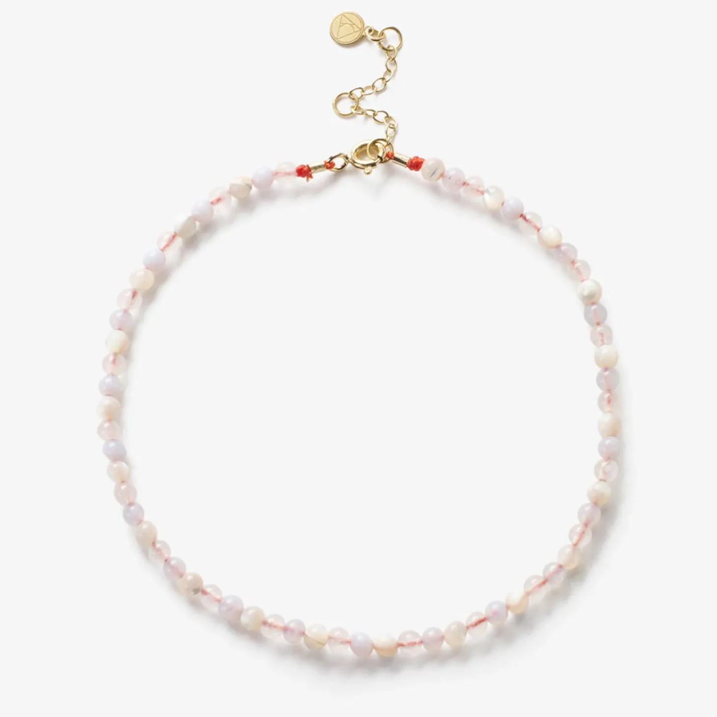 Cinta - 18Ct Gold, Rose Quartz, Blue Lace, Mother Of Pearl Bead Anklet^The Alkemistry Hot