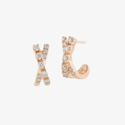 Dana Rebecca - 14Ct Gold, Ava Bea Diamond Crossover Mini Huggies (Pair)^The Alkemistry Clearance