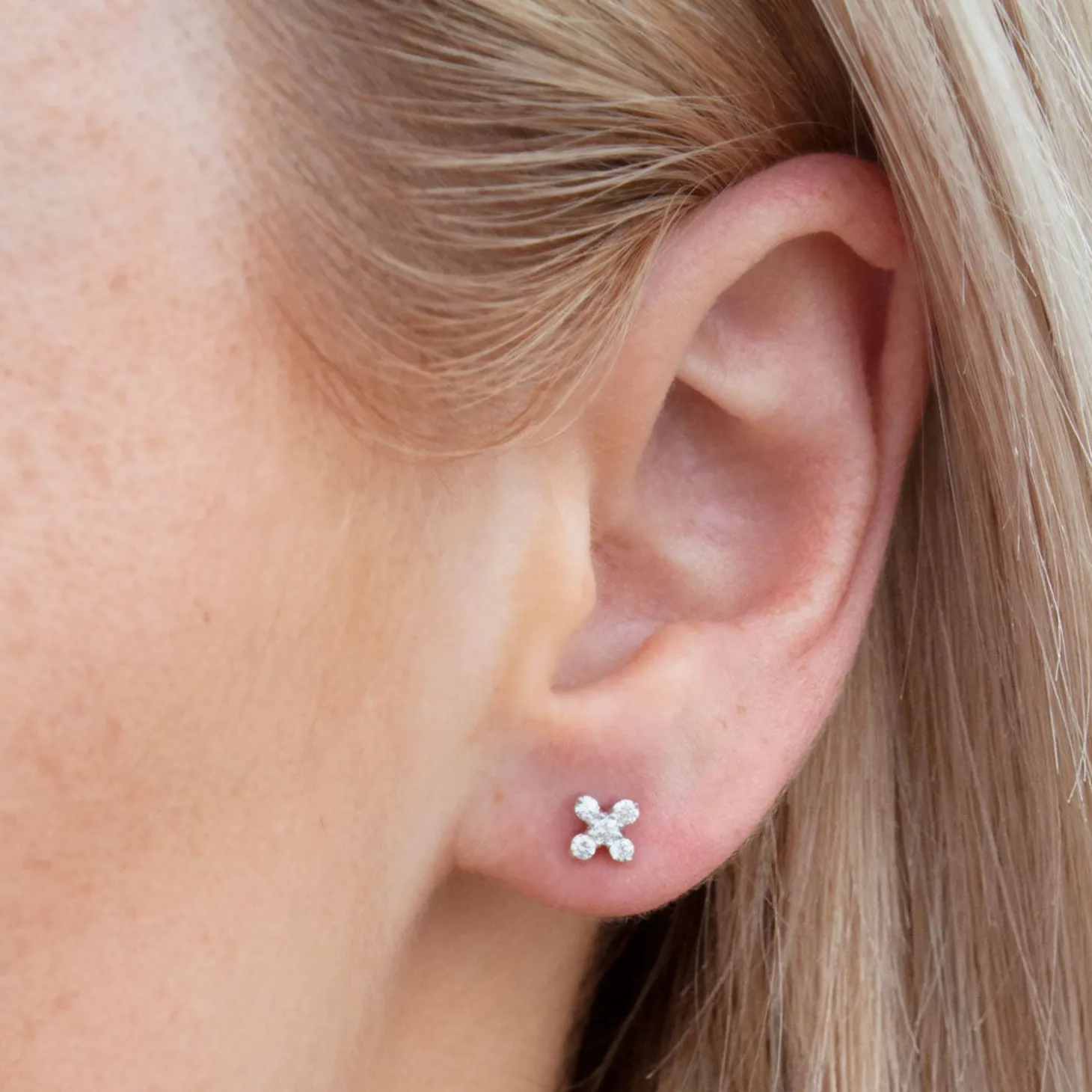 Dana Rebecca - 14Ct Gold, Ava Bea Diamond Cross Stud Earrings (Pair)^The Alkemistry Sale