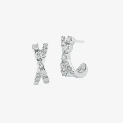 Dana Rebecca - 14Ct Gold, Ava Bea Diamond Crossover Mini Huggies (Pair)^The Alkemistry Hot