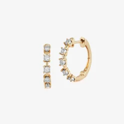 Dana Rebecca - 14Ct Gold, Ava Bea Interval Diamond Hoop Earrings (Pair)^The Alkemistry Outlet