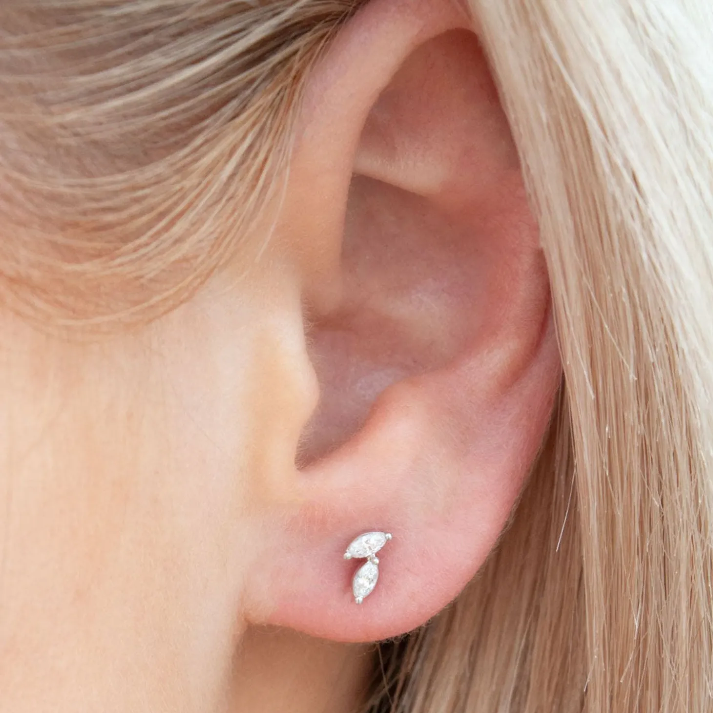 Dana Rebecca - 14Ct Gold, Diamond Marquise Stud Earrings (Pair)^The Alkemistry Online