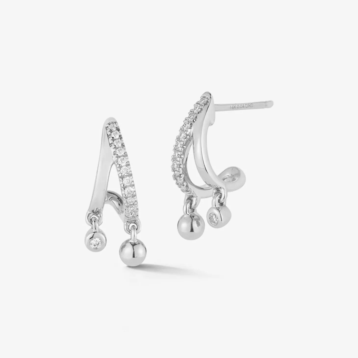Dana Rebecca - 14Ct Gold, Poppy Rae Diamond Pebble Drop Huggie Earrings (Pair)^The Alkemistry Fashion