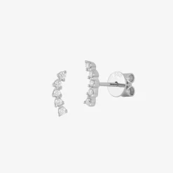Dana Rebecca - 14Ct Gold, Vivien Lily Diamond Curved Bar Stud Earrings (Pair)^The Alkemistry Cheap