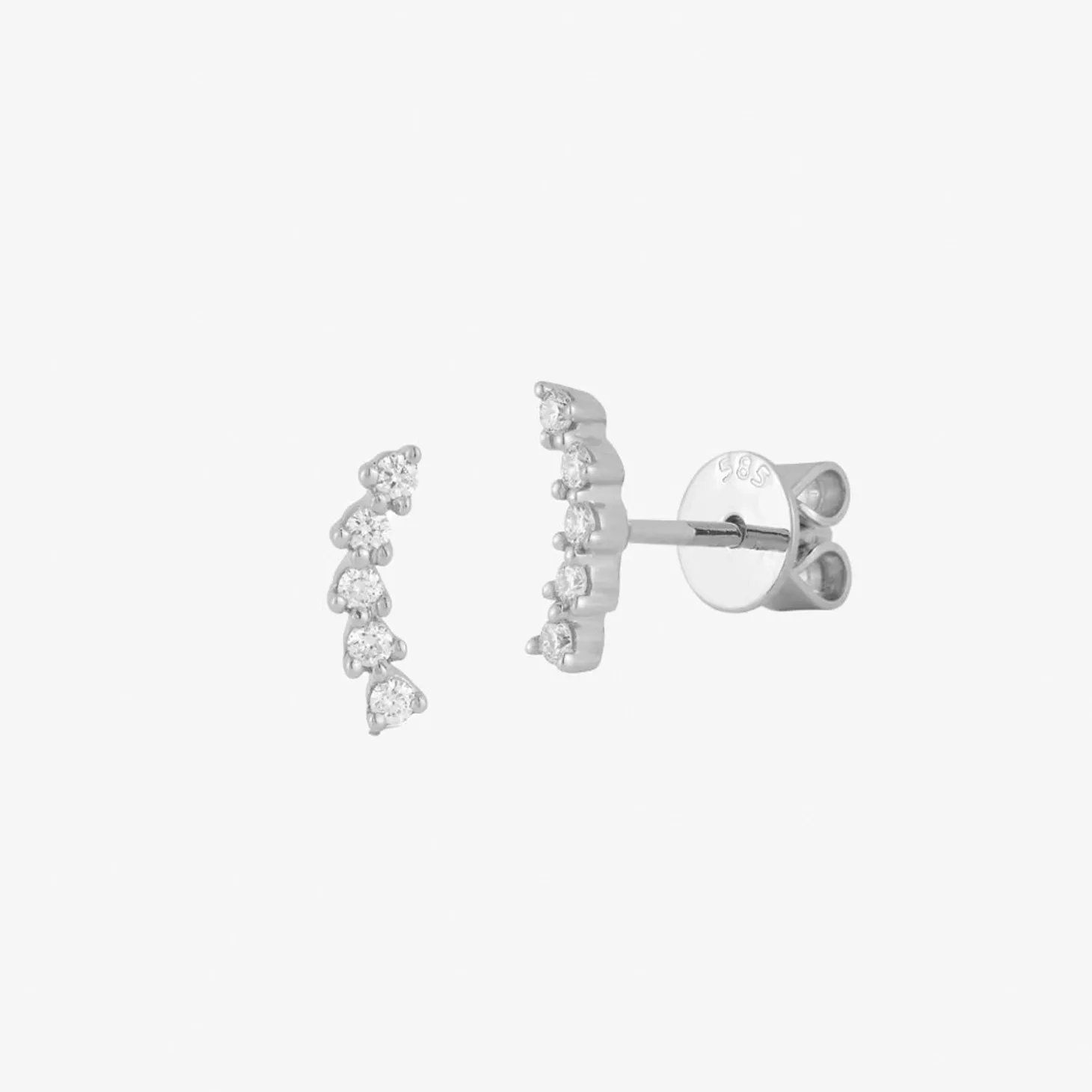 Dana Rebecca - 14Ct Gold, Vivien Lily Diamond Curved Bar Stud Earrings (Pair)^The Alkemistry Cheap
