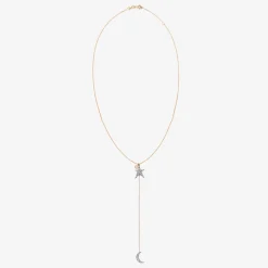 Kismet By Milka 14Ct Rose Gold And Diamond Star And Moon Lariat Necklace^The Alkemistry Best