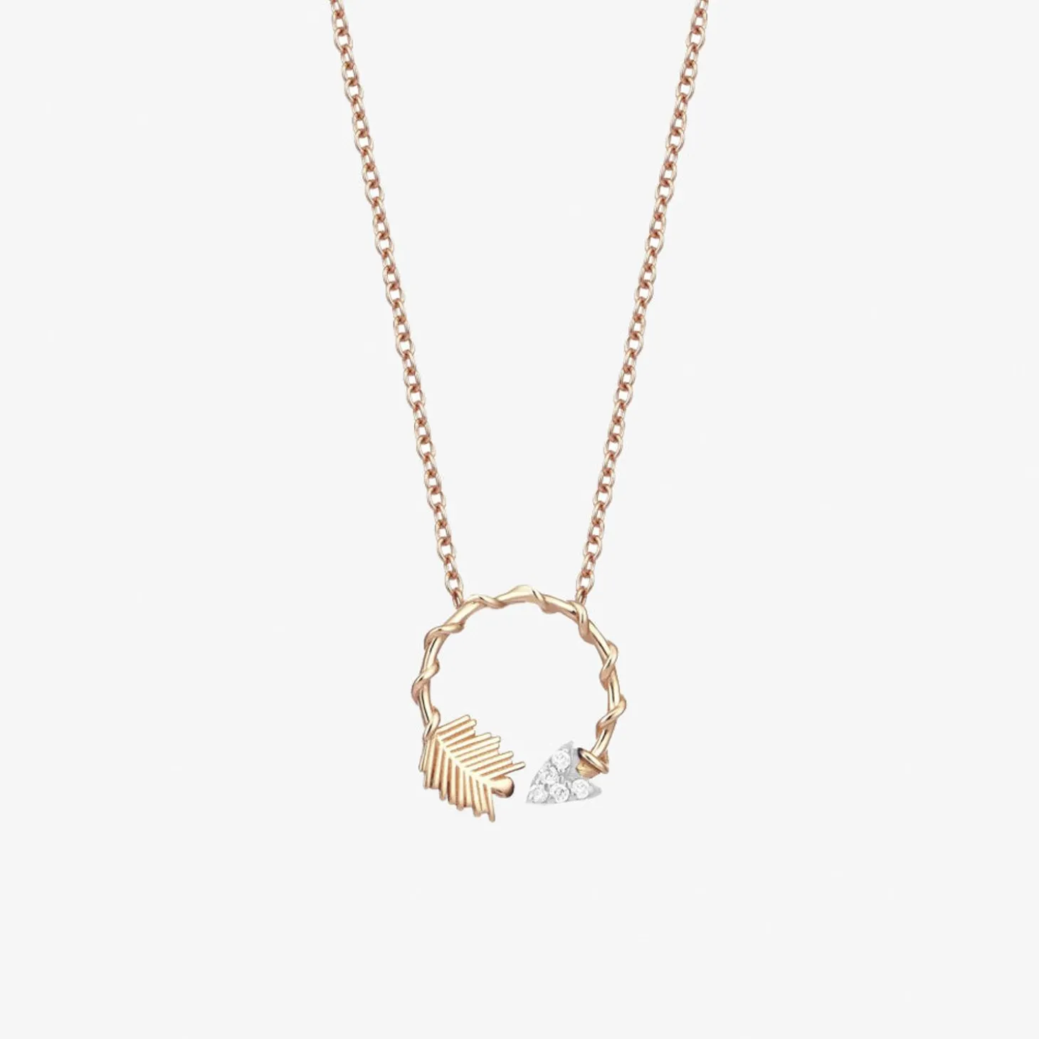 Kismet By Milka 14Ct Rose Gold Arrow Diamond Necklace^The Alkemistry Shop
