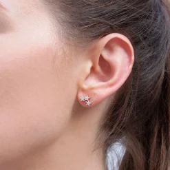 Kismet By Milka 14Ct Rose Gold And Diamond Triple Star Stud Earring (Single)^The Alkemistry Best