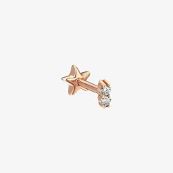 Kismet By Milka 14Ct Rose Gold And Two Diamond Solitaire Screw Flatback (Single)^The Alkemistry Cheap