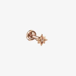 Kismet By Milka 14Ct Rose Gold And Diamond Starlet Screw Flatback (Single)^The Alkemistry Shop