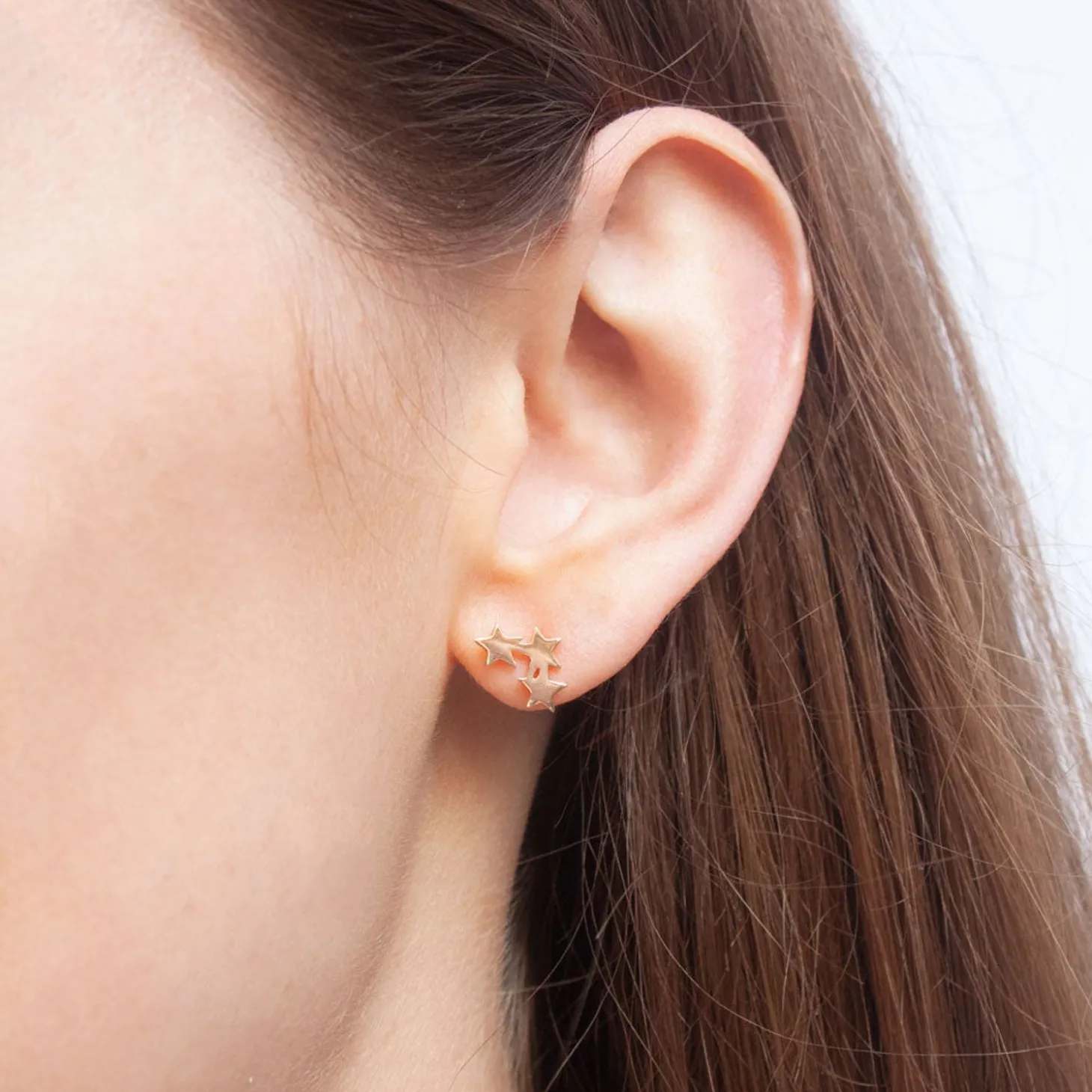 Kismet By Milka 14Ct Rose Gold Triple Star Stud Earring (Single)^The Alkemistry Online
