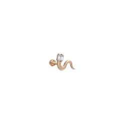 Kismet By Milka 14Ct Rose Gold Snake Baguette Diamond Screw Flatback^The Alkemistry Fashion