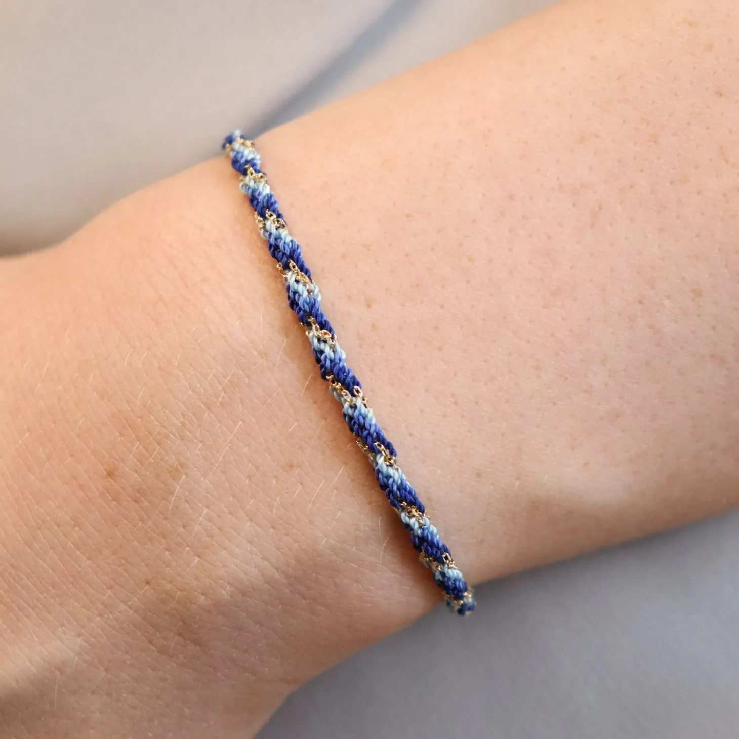 Kumachi - 18Ct Gold, Blue Mix Woven Chain Bracelet^The Alkemistry Shop