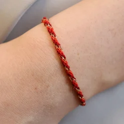 Kumachi - 18Ct Gold, Red Mix Woven Chain Bracelet^The Alkemistry Clearance