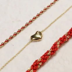 Kumachi - 18Ct Gold, Red Thread Woven Chain Bracelet^The Alkemistry New
