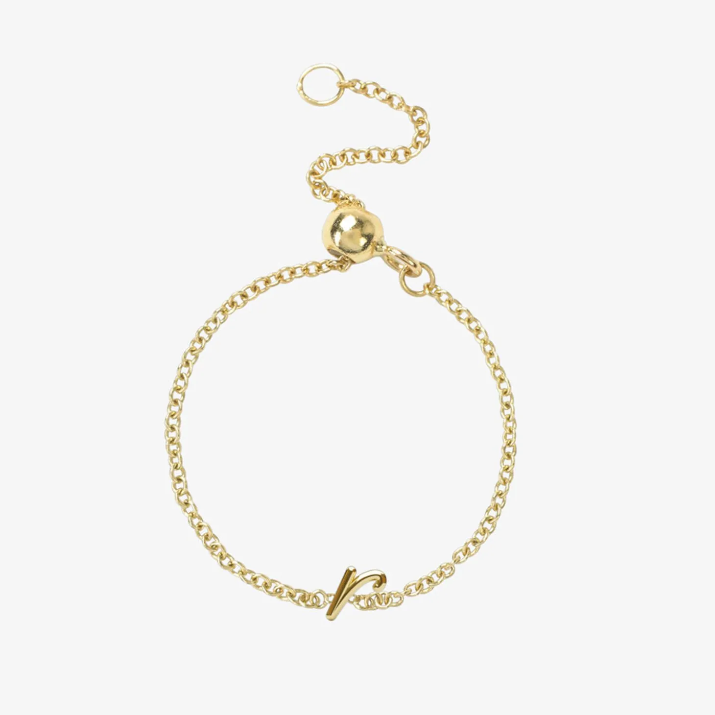 Love Letter - 18Ct Gold, Adjustable Initial Chain Ring^The Alkemistry Discount
