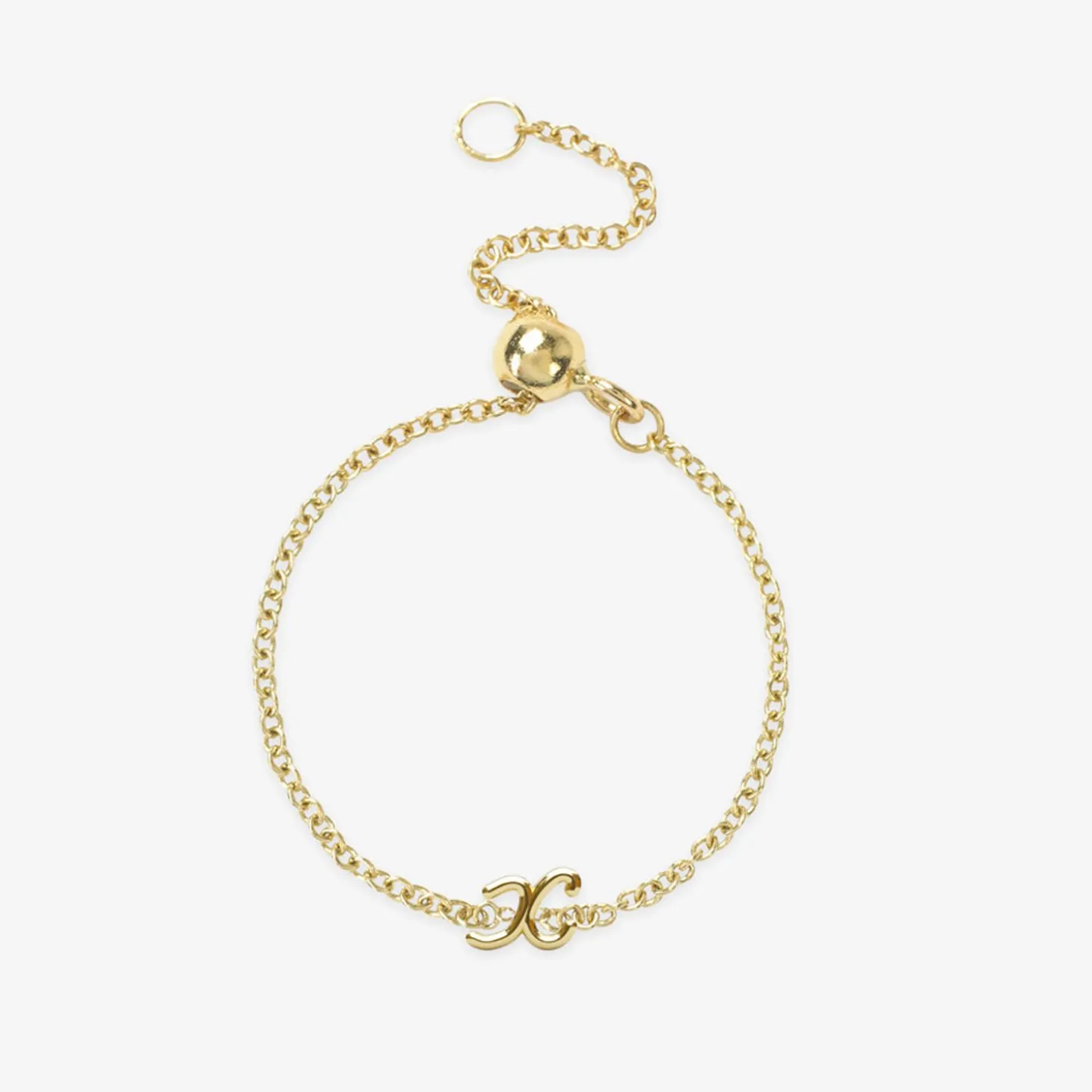 Love Letter - 18Ct Gold, Adjustable Initial Chain Ring^The Alkemistry Discount