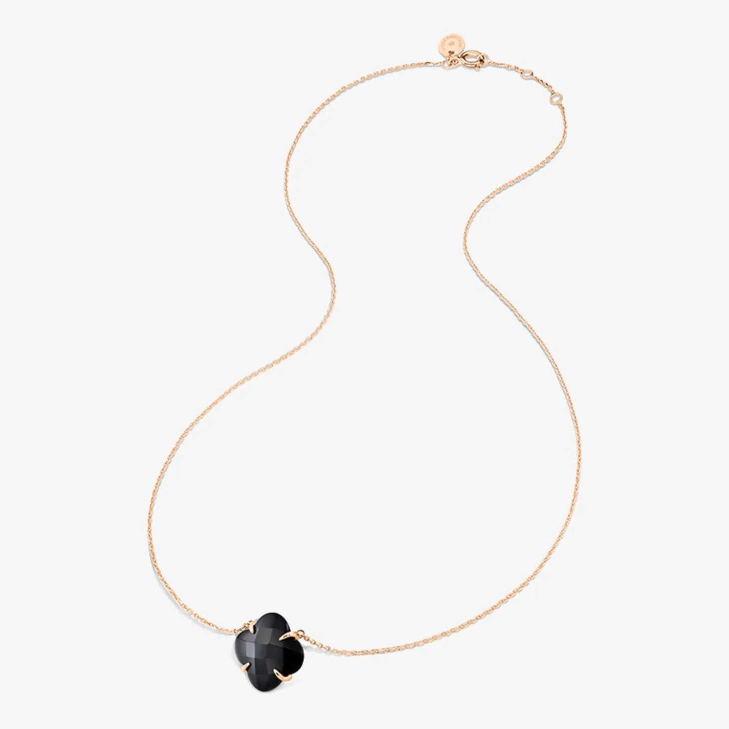 Morganne Bello 18Ct Rose Gold Victoria Clover Black Onyx Necklace^The Alkemistry Store