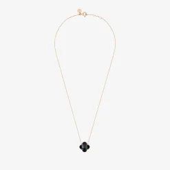Morganne Bello 18Ct Rose Gold Victoria Clover Black Onyx Necklace^The Alkemistry Store
