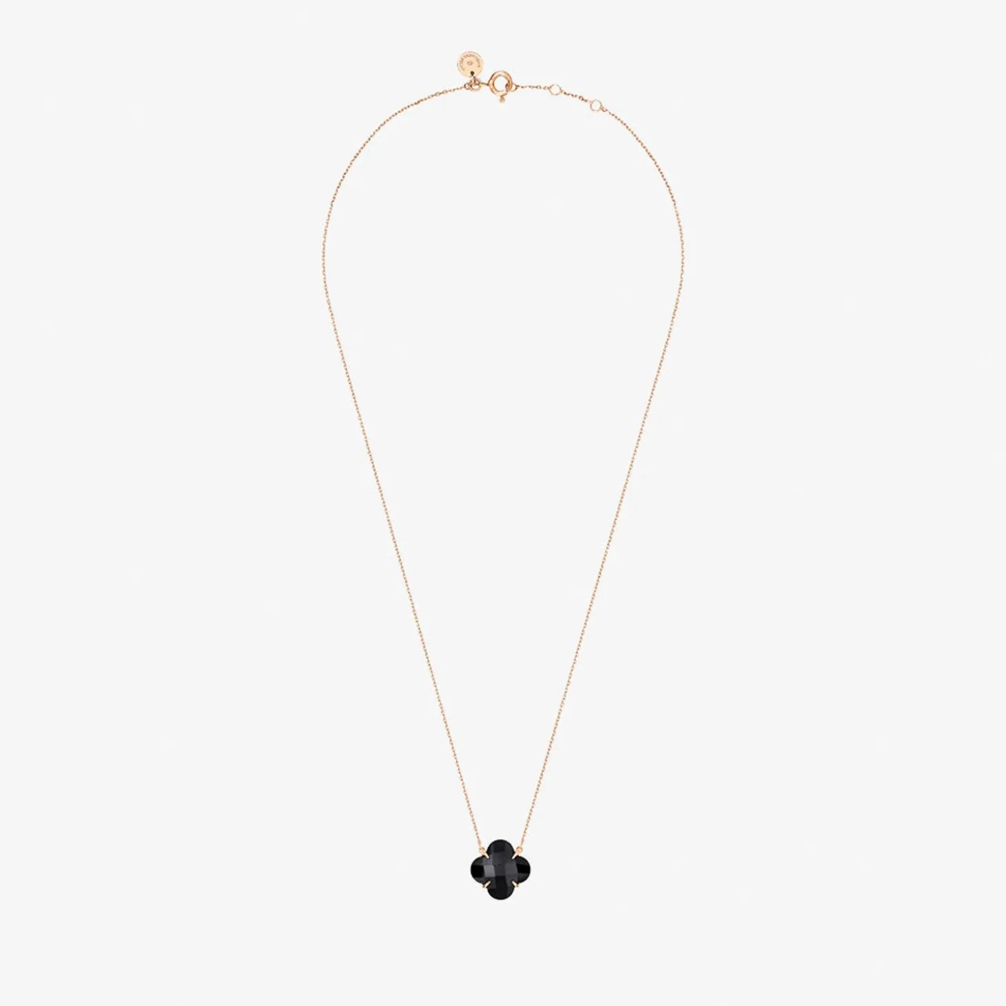 Morganne Bello 18Ct Rose Gold Victoria Clover Black Onyx Necklace^The Alkemistry Store