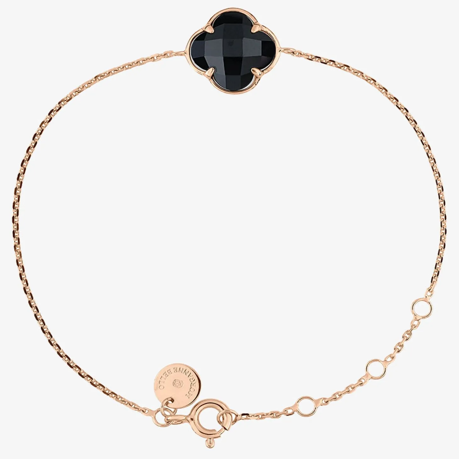 Morganne Bello 18Ct Rose Gold Clover Bezel Black Onyx Chain Bracelet^The Alkemistry Discount