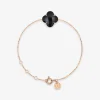 Morganne Bello 18Ct Rose Gold Clover Black Onyx Chain Bracelet^The Alkemistry Fashion
