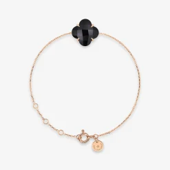 Morganne Bello 18Ct Rose Gold Clover Black Onyx Chain Bracelet^The Alkemistry Fashion