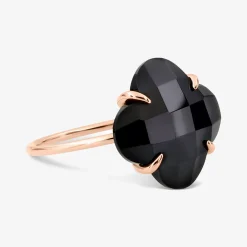 Morganne Bello 18Ct Rose Gold Victoria Clover Black Onyx Ring^The Alkemistry Hot