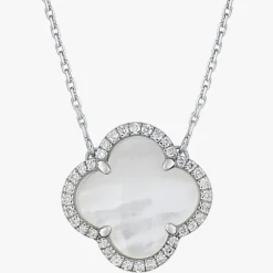 Morganne Bello 18Ct White Gold And Diamond Victoria Clover Mother Of Pearl Necklace^The Alkemistry Hot