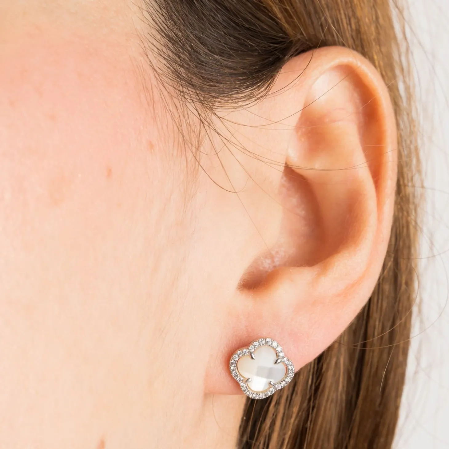Morganne Bello 18Ct White Gold And Diamond Pearl Studs (Pair)^The Alkemistry Clearance