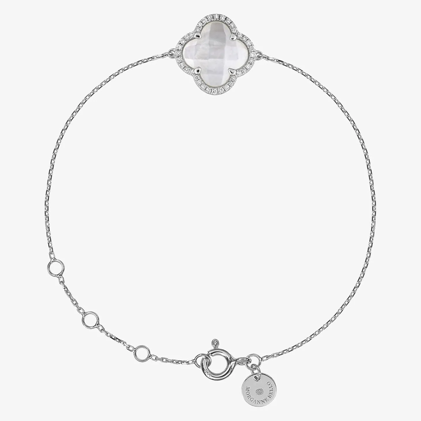 Morganne Bello 18Ct White Gold Victoria Clover Diamond Mother Of Pearl Bracelet^The Alkemistry Best Sale