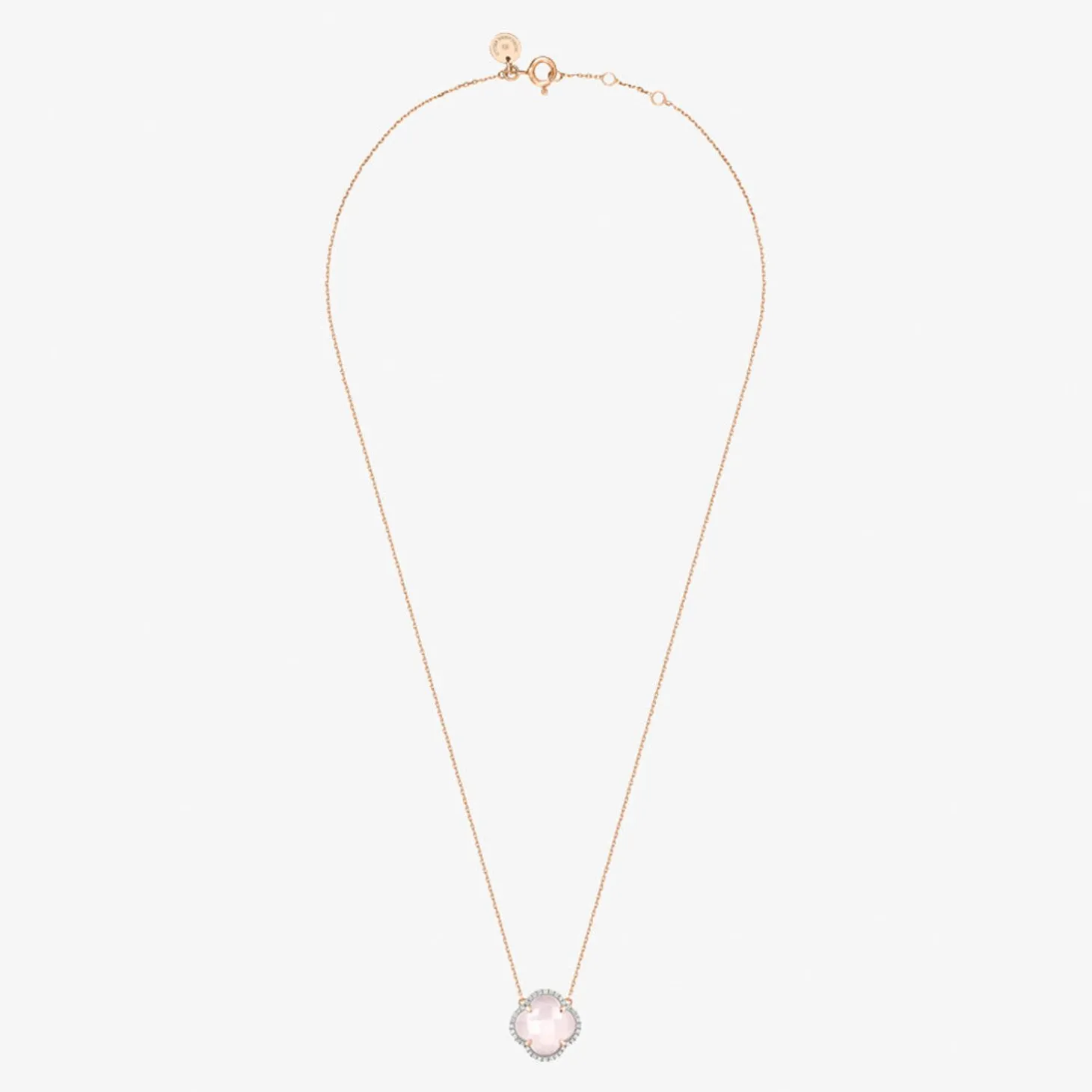 Morganne Bello 18Ct Yellow Gold Victoria Clover Diamond Pink Necklace^The Alkemistry Online
