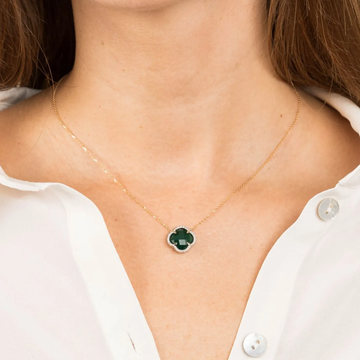 Morganne Bello 18Ct Yellow Gold Diamond Victoria Green Agate Necklace^The Alkemistry Flash Sale