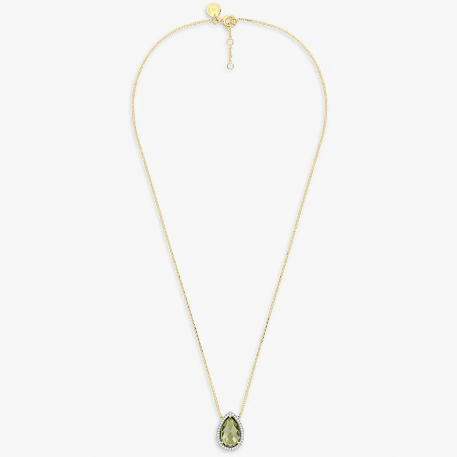 Morganne Bello 18Ct Yellow Gold Alma Pear Olive Quartz Diamond Necklace^The Alkemistry Outlet