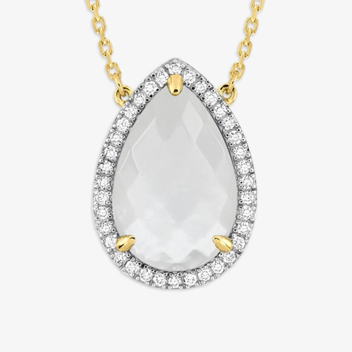 Morganne Bello 18Ct Yellow Gold Alma Pear Mother Of Pearl Diamond Necklace^The Alkemistry Hot