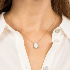 Morganne Bello 18Ct Yellow Gold Alma Pear Mother Of Pearl Diamond Necklace^The Alkemistry Hot