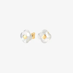 Morganne Bello 18Ct Yellow Gold Victoria Clover Mother Of Pearl Studs (Pair)^The Alkemistry Fashion