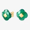 Morganne Bello 18Ct Yellow Gold Victoria Clover Green Agate Studs (Pair)^The Alkemistry Sale