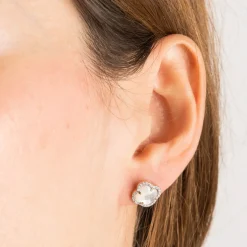 Morganne Bello 18Ct Yellow Gold Victoria Clover Mother Of Pearl And Diamond Studs (Pair)^The Alkemistry Hot
