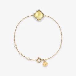 Morganne Bello 18Ct Yellow Gold Clover Diamond Bezel Citrine Chain Bracelet^The Alkemistry Sale