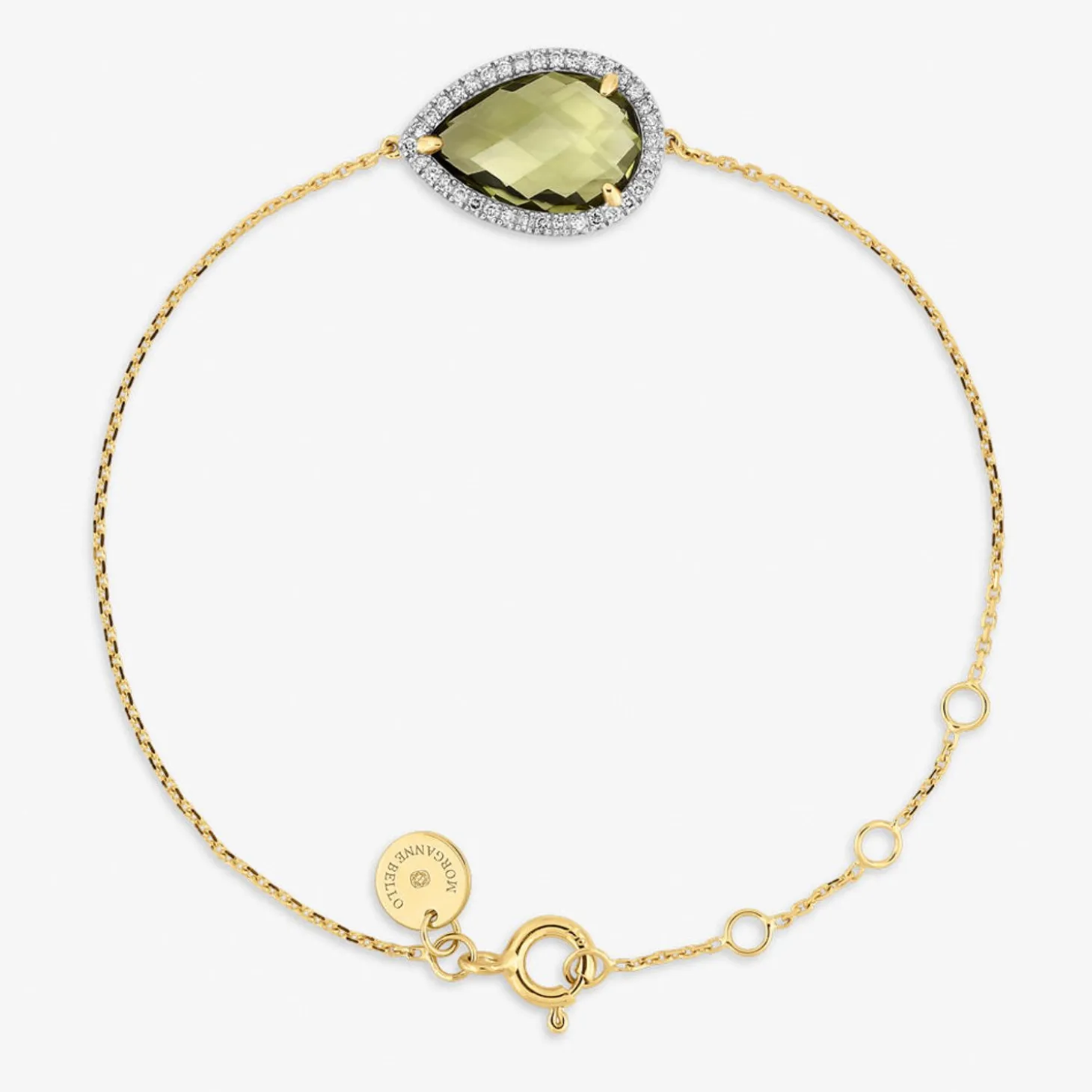 Morganne Bello 18Ct Yellow Gold Alma Pear Olive Quartz Diamond Bracelet^The Alkemistry Cheap