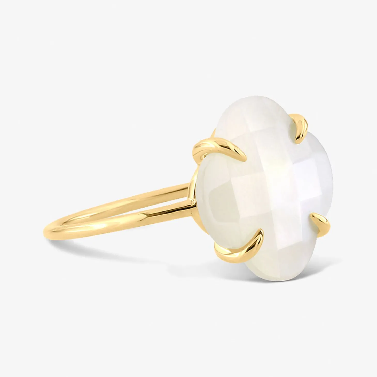 Morganne Bello 18Ct Yellow Gold Victoria Clover Mother Of Pearl Ring^The Alkemistry Store