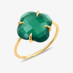 Morganne Bello 18Ct Yellow Gold Victoria Clover Green Agate Ring^The Alkemistry Sale