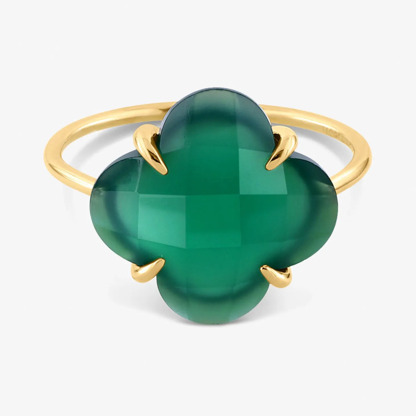 Morganne Bello 18Ct Yellow Gold Victoria Clover Green Agate Ring^The Alkemistry Sale