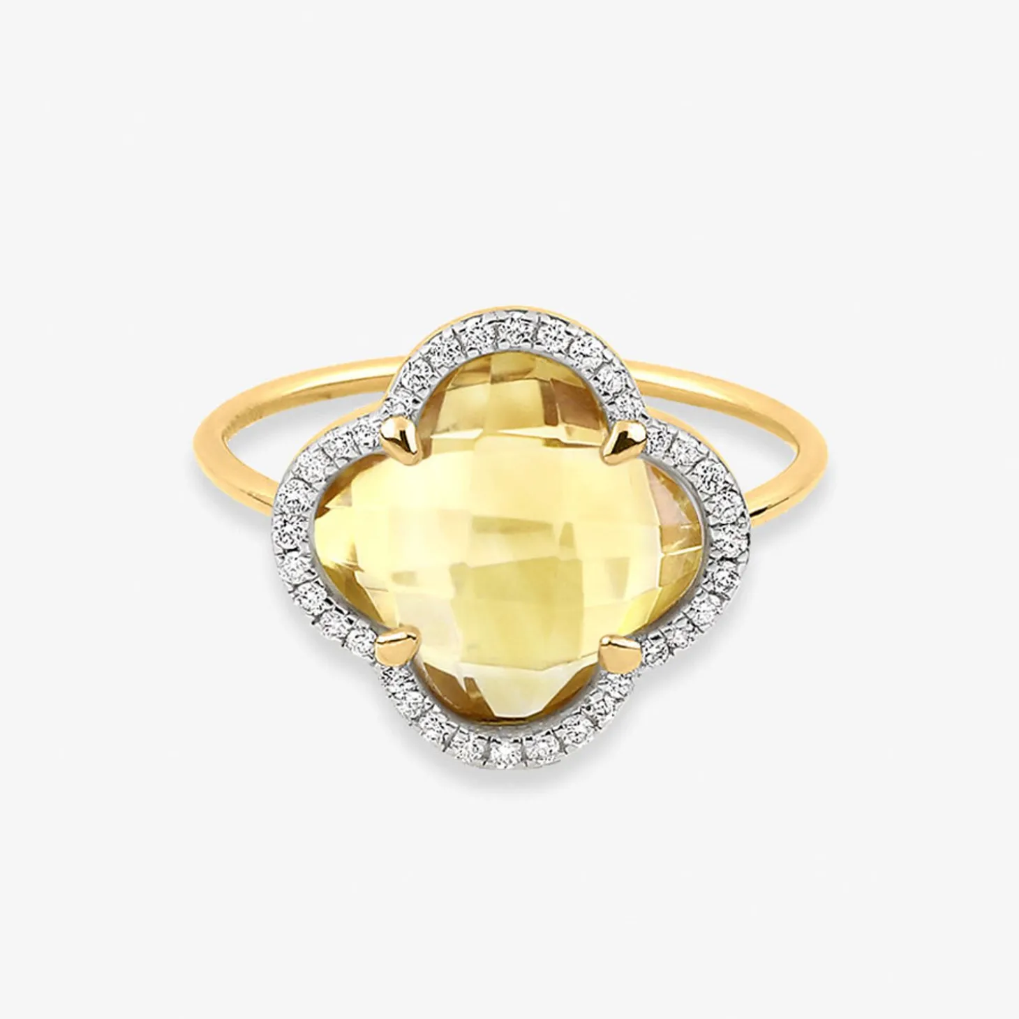 Morganne Bello 18Ct Yellow Gold And Diamond Clover Citrine Ring^The Alkemistry Discount