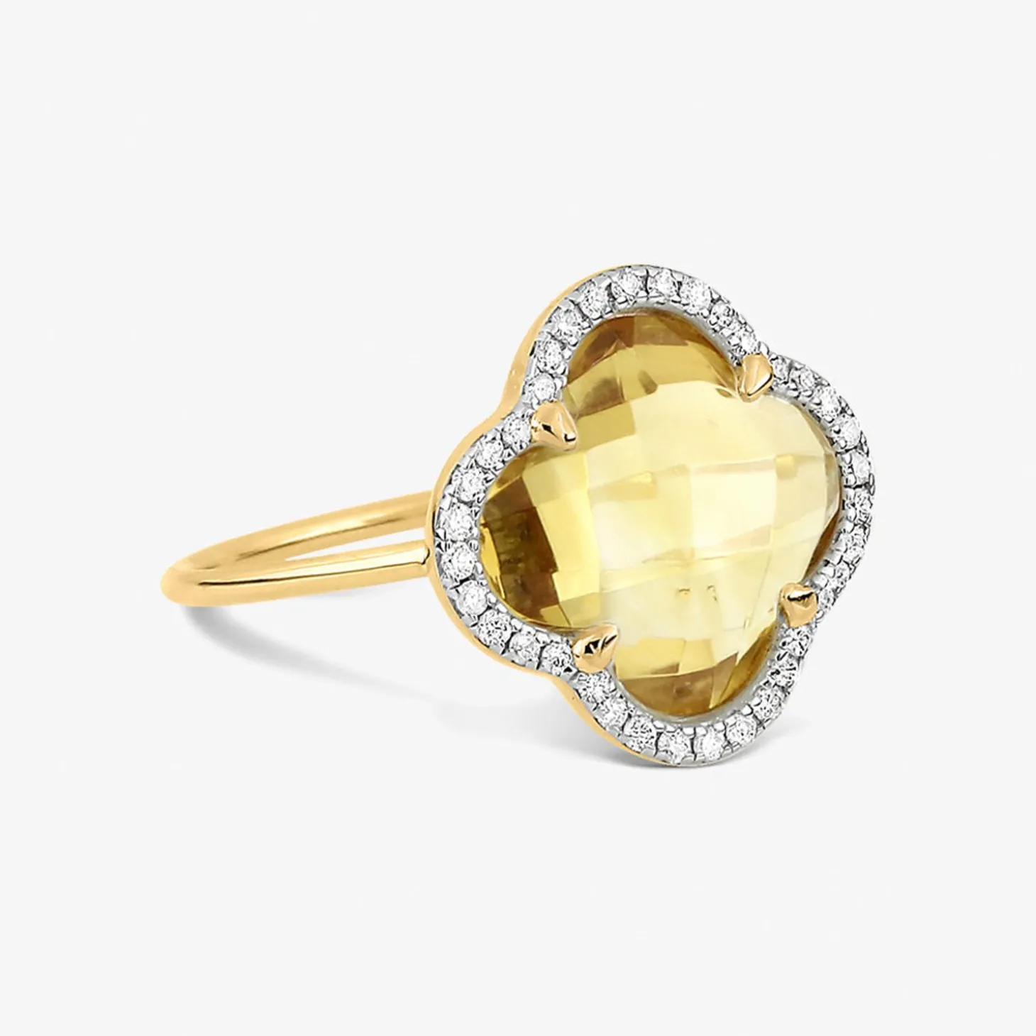 Morganne Bello 18Ct Yellow Gold And Diamond Clover Citrine Ring^The Alkemistry Discount
