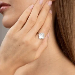 Morganne Bello 18Ct Yellow Gold And Diamond Clover Mother Of Pearl Corset Ring^The Alkemistry Best
