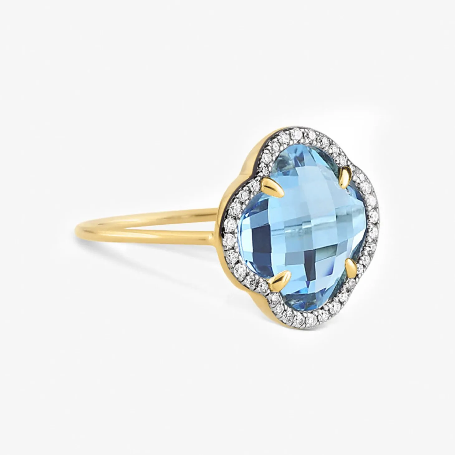 Morganne Bello 18Ct Yellow Gold Diamond Blue Topaz Ring^The Alkemistry Clearance